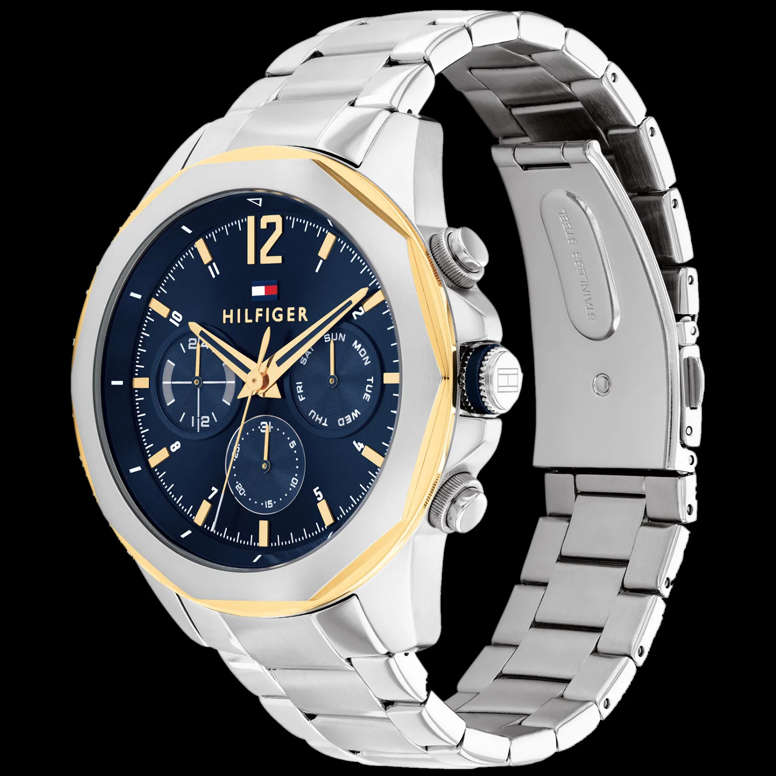 Relogio Azul Aco E Ip Dourado-Tommy Hilfiger Watches New
