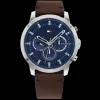 Relogio Azul Aco Pele Castanha-Tommy Hilfiger Watches Best