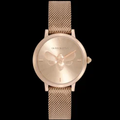 Relogio Bee Ultra Slim Aco Ip Dour.Rosa Milanesa-Olivia Burton Best