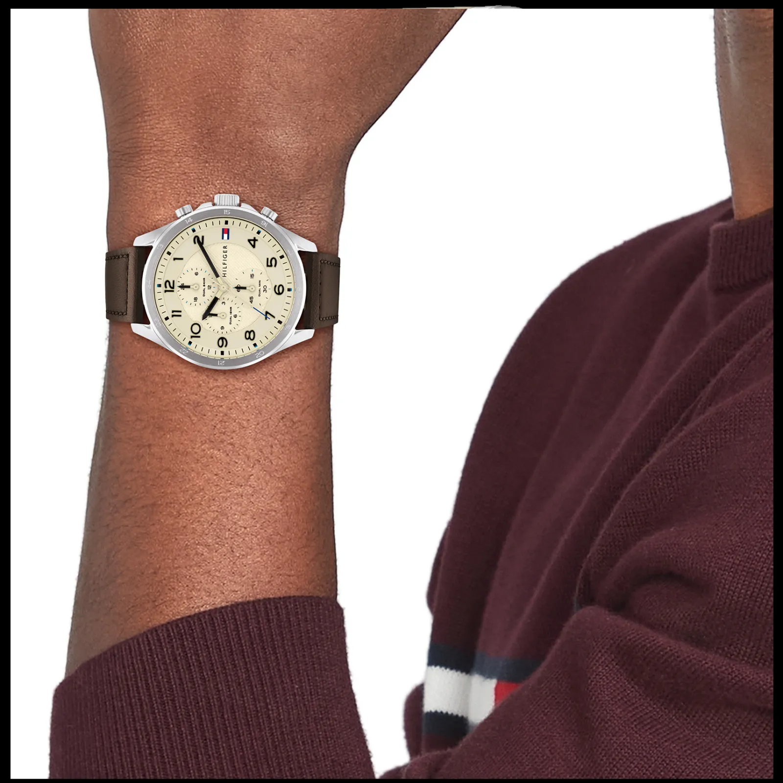 Relogio Bege Aco Pele Castanha-Tommy Hilfiger Watches Outlet