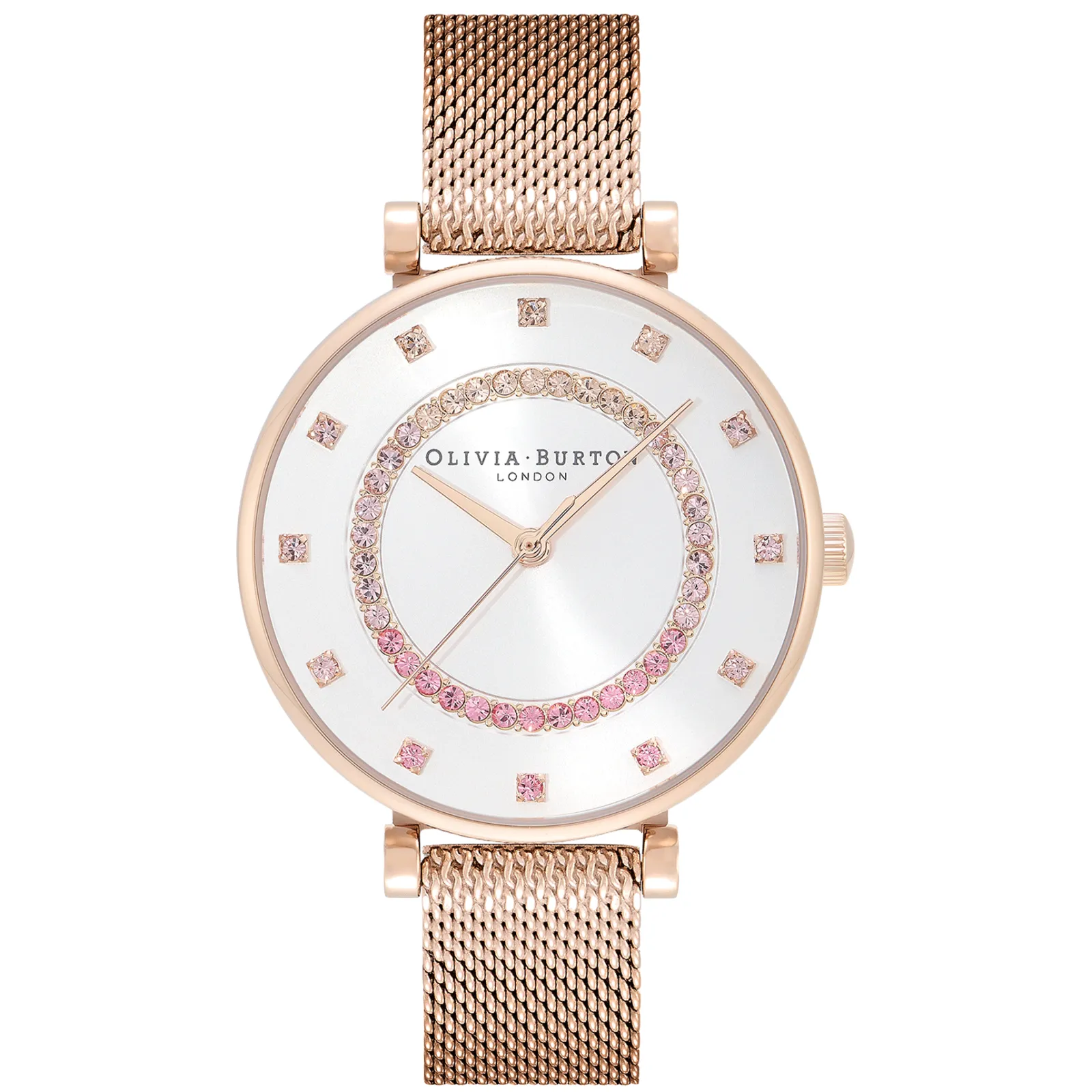 Relogio Belgrave Tbar Aco Dourado Rosa Milanesa-Olivia Burton Store
