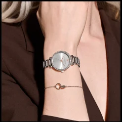 Relogio Belgrave Tbar Prateado Aco E Cristais-Olivia Burton Shop