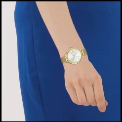 Relogio Cannes Aco Dourado Malha Milanesa-Lacoste New