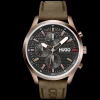 Relogio #Chase Aco Dourado Pele Castanha-Hugo Hot