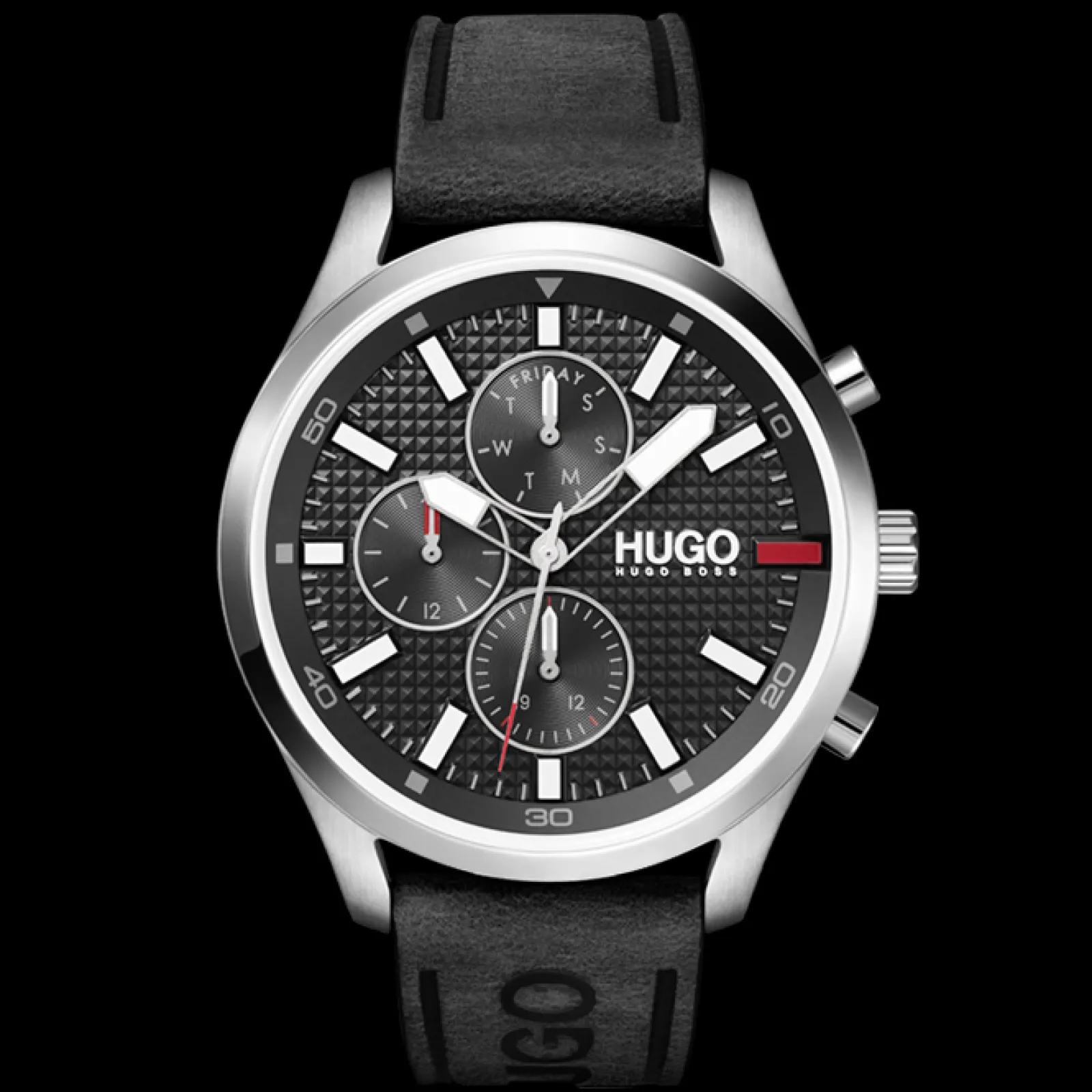 Relogio #Chase Aco Pele Preta-Hugo Fashion