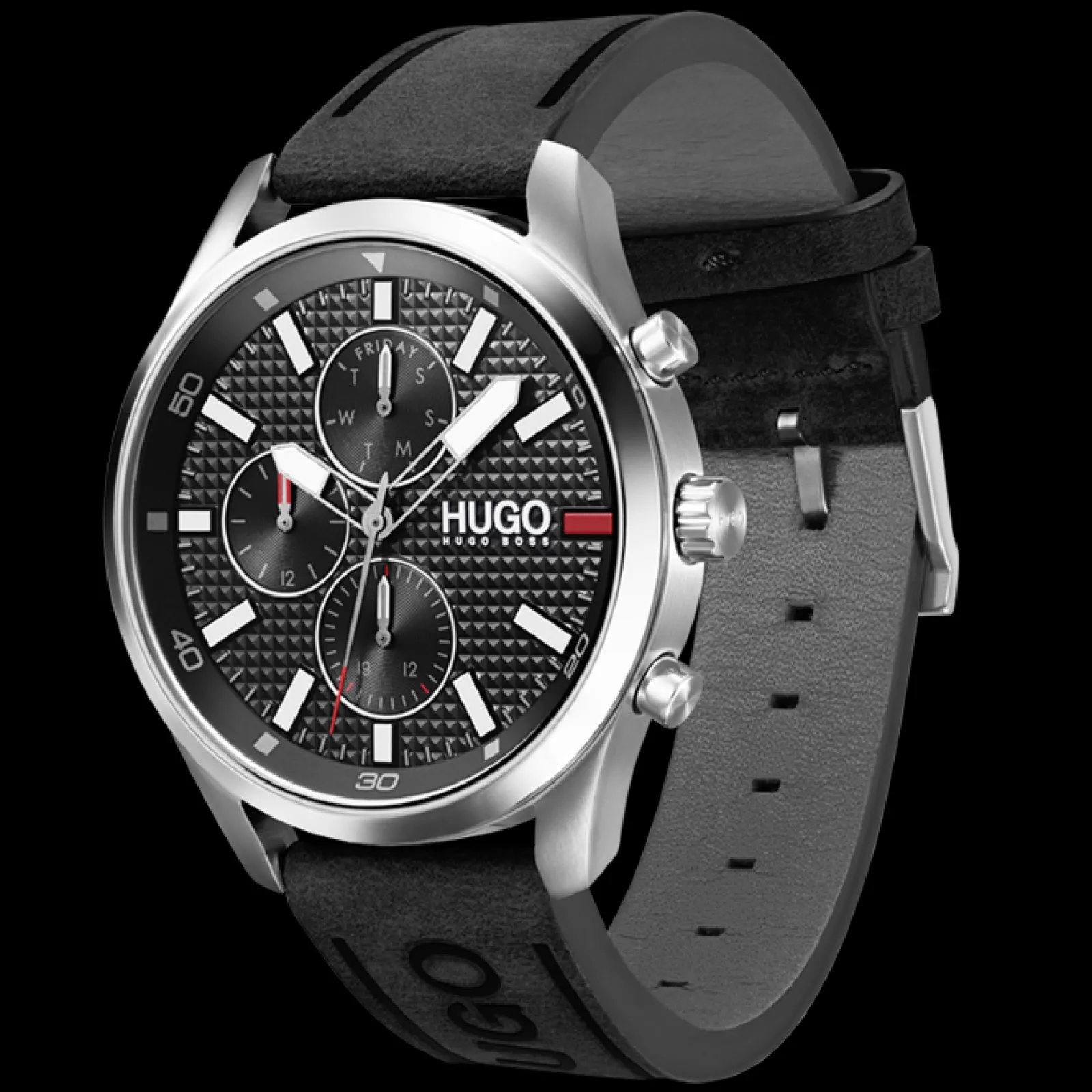 Relogio #Chase Aco Pele Preta-Hugo Fashion