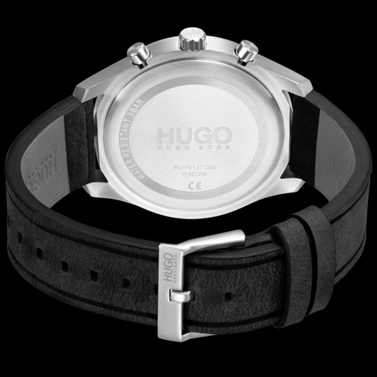 Relogio #Chase Aco Pele Preta-Hugo Fashion