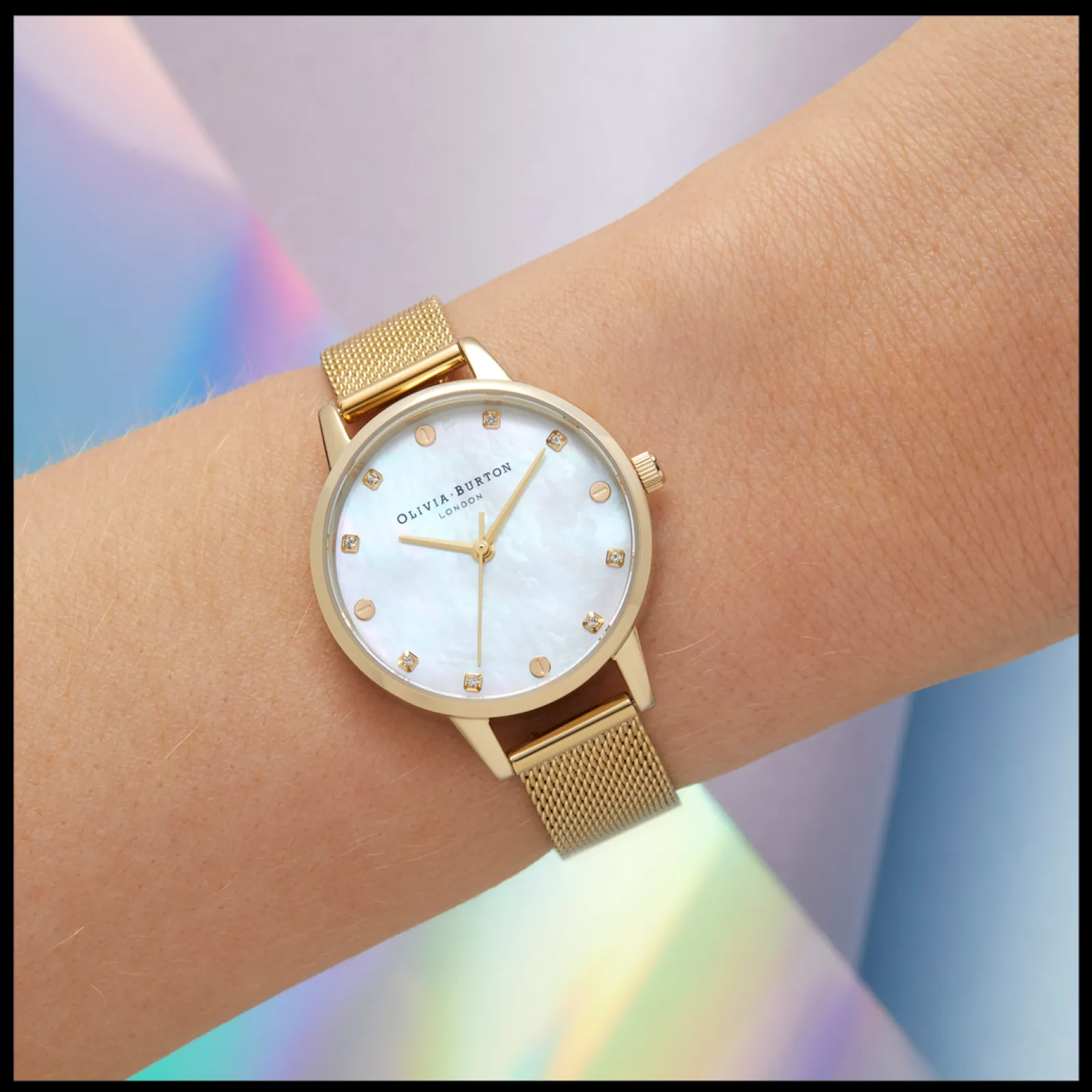 Relogio Classics Branco Aco Dourado Milanesa-Olivia Burton Flash Sale
