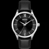Relogio Elite Preto Aco E Pele Preta-Boss Watches Best