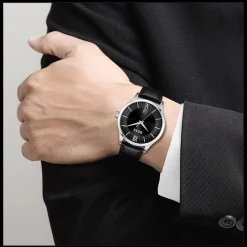 Relogio Elite Preto Aco E Pele Preta-Boss Watches Best
