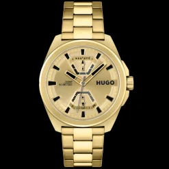 Relogio #Expose Aco E Ip Dourado-Hugo Best