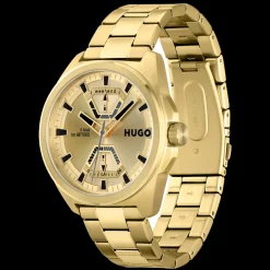 Relogio #Expose Aco E Ip Dourado-Hugo Best