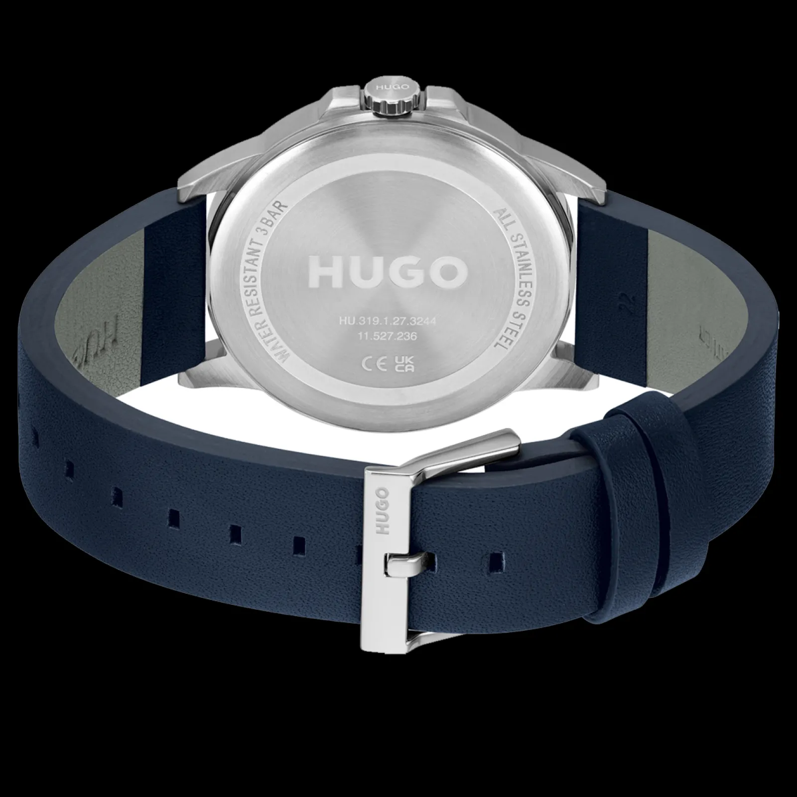 Relogio #First Aco Pele Azul-Hugo Discount