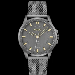 Relogio #First Cinzento Aco Malha Milanesa-Hugo New