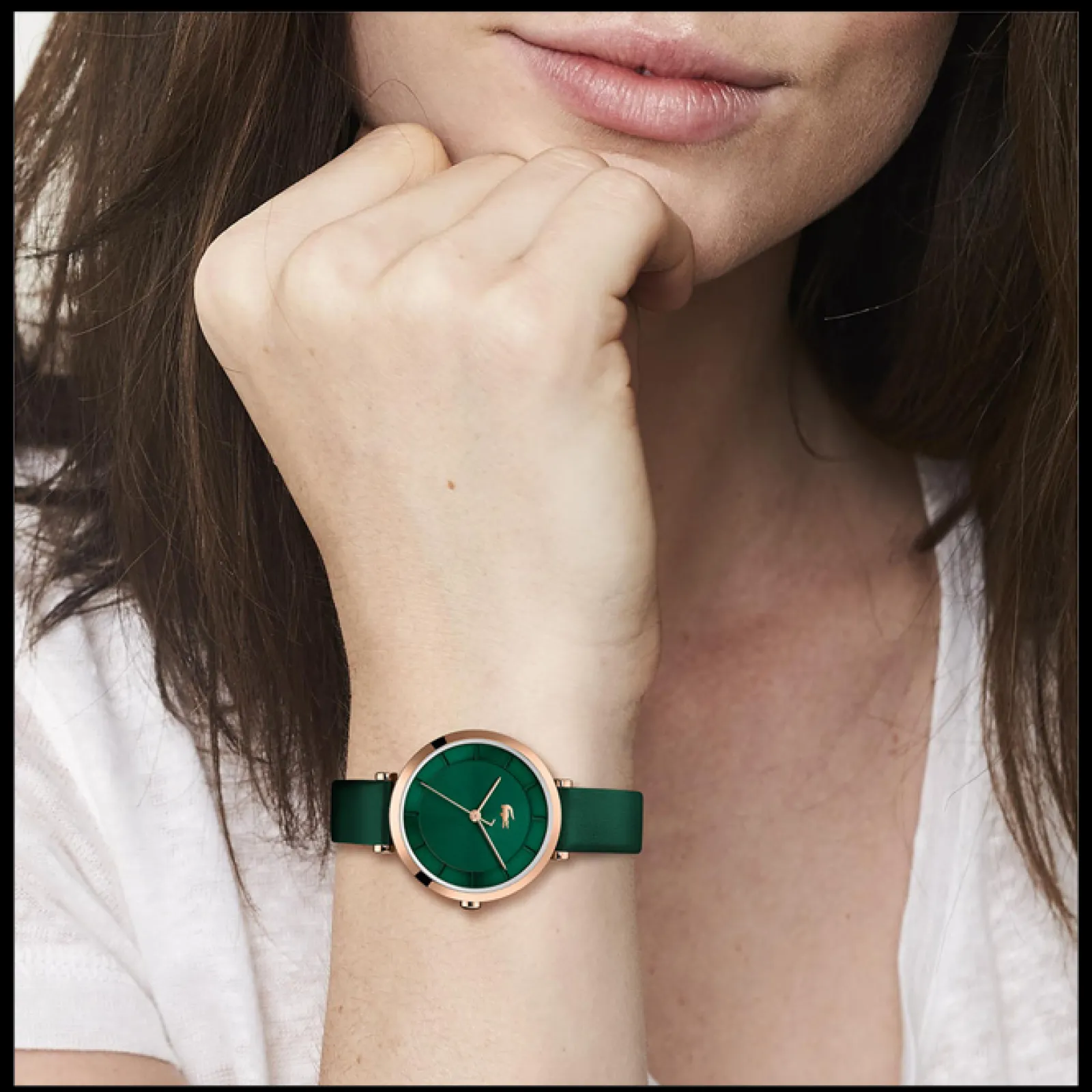Relogio Geneva Aco Ip Dourado Rosa E Pele Verde-Lacoste Cheap