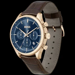 Relogio Gregor Cronografo Azul Dour Rosa E Pele-Boss Watches Discount