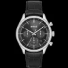 Relogio Gregor Cronografo Preto Aco E Pele Preta-Boss Watches Cheap