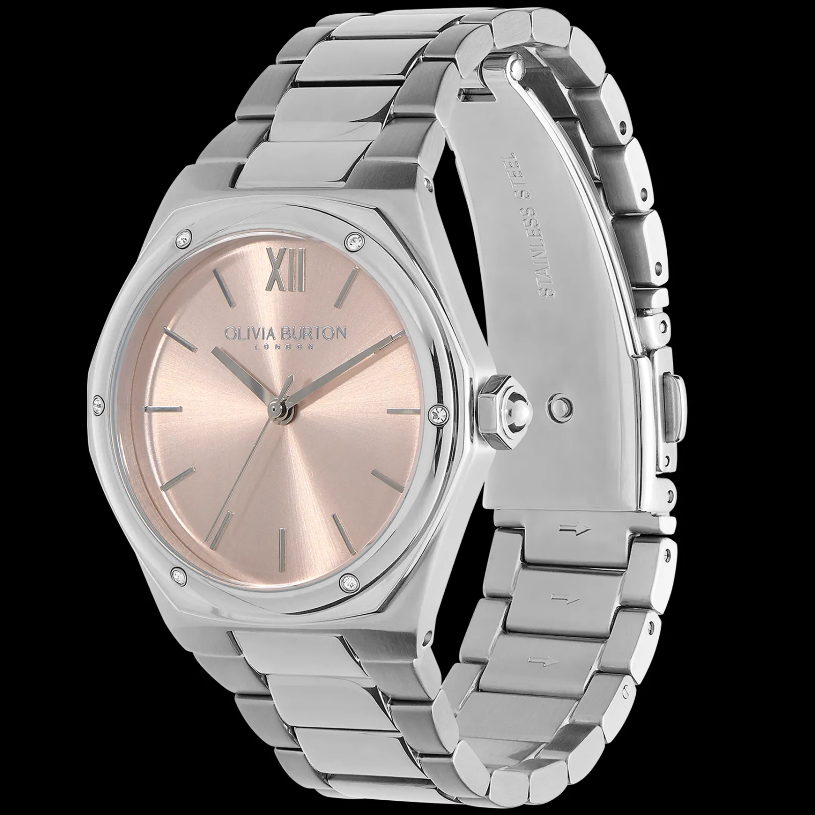 Relogio Hexa Rosa Aco E Cristais-Olivia Burton Outlet
