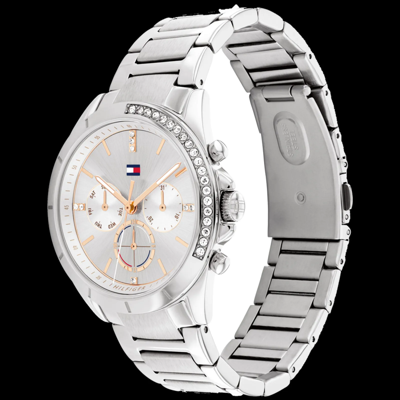 Relogio Prateado Aco Com Cristais-Tommy Hilfiger Watches Fashion