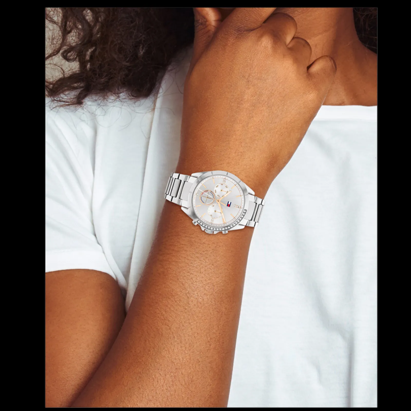 Relogio Prateado Aco Com Cristais-Tommy Hilfiger Watches Fashion