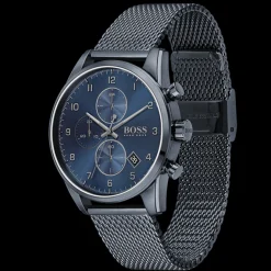 Relogio Skymaster Cronografo Malha Milanesa Azul-Boss Watches Flash Sale
