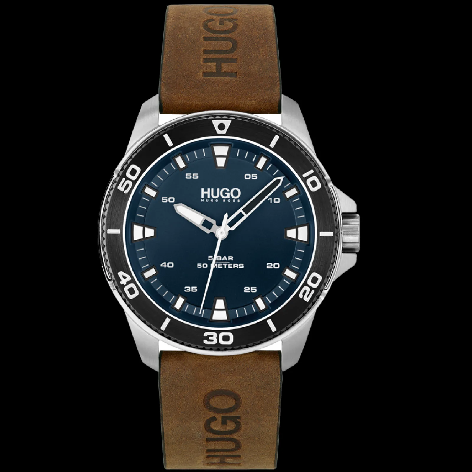 Relogio #Streetdiver Aco Pele Castanha-Hugo Flash Sale