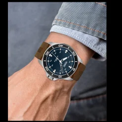 Relogio #Streetdiver Aco Pele Castanha-Hugo Flash Sale