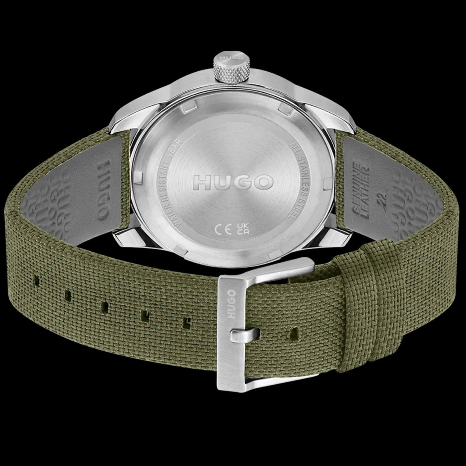 Relogio #Trek Aco Ip Cinzento E Nylon Verde-Hugo Flash Sale