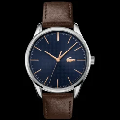 Relogio Vienna Aco Azul Pele Castanho-Lacoste Discount