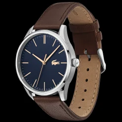 Relogio Vienna Aco Azul Pele Castanho-Lacoste Discount