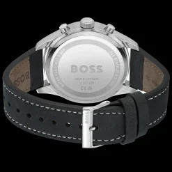 Relogio View Cronografo Aco Preto Pele Preta-Boss Watches Discount