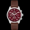 Relogio View Cronografo Aco Burgundy Pele Cast.-Boss Watches Discount