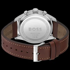 Relogio View Cronografo Aco Burgundy Pele Cast.-Boss Watches Discount