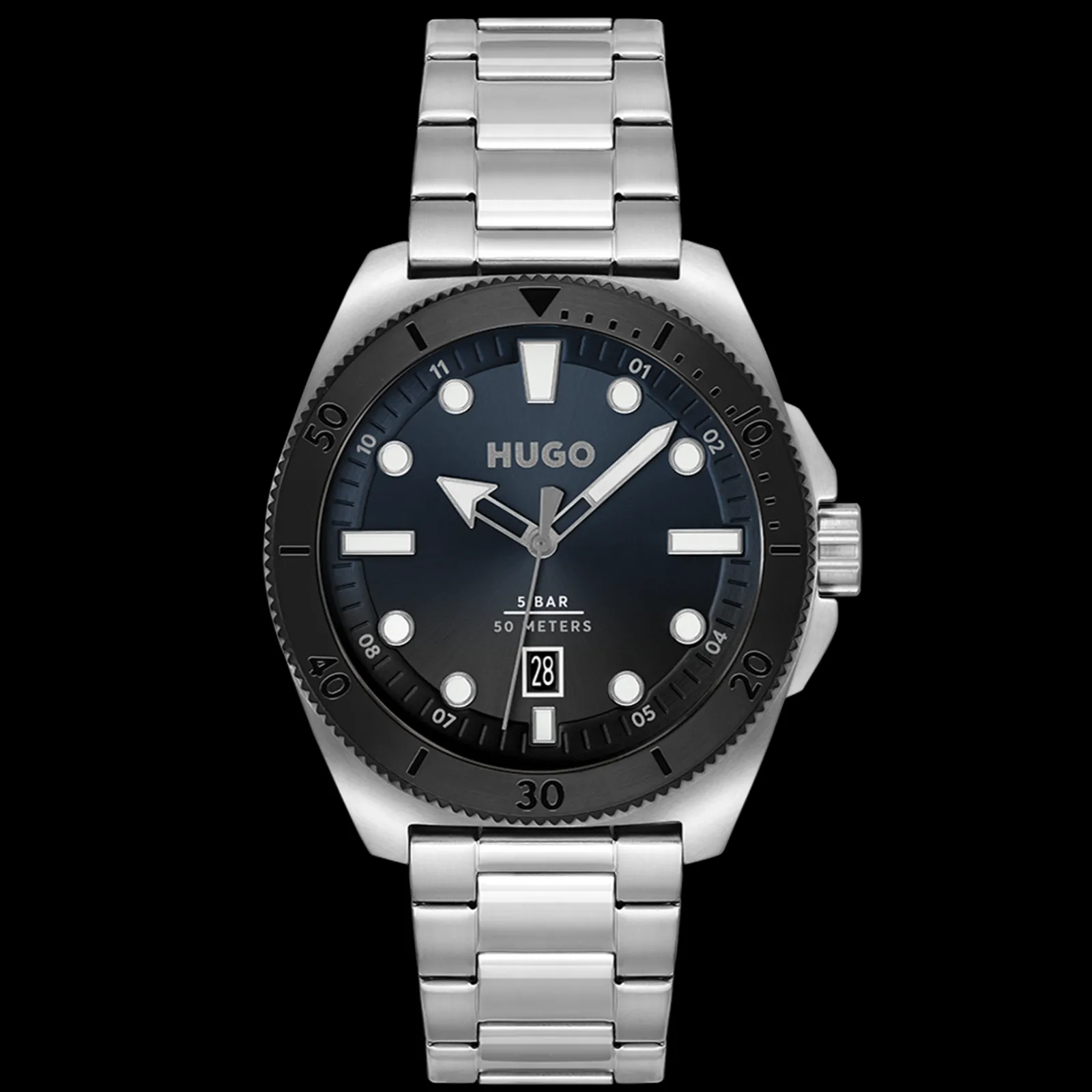 Relogio #Visit Aco Ip Preto E Azul-Hugo Flash Sale