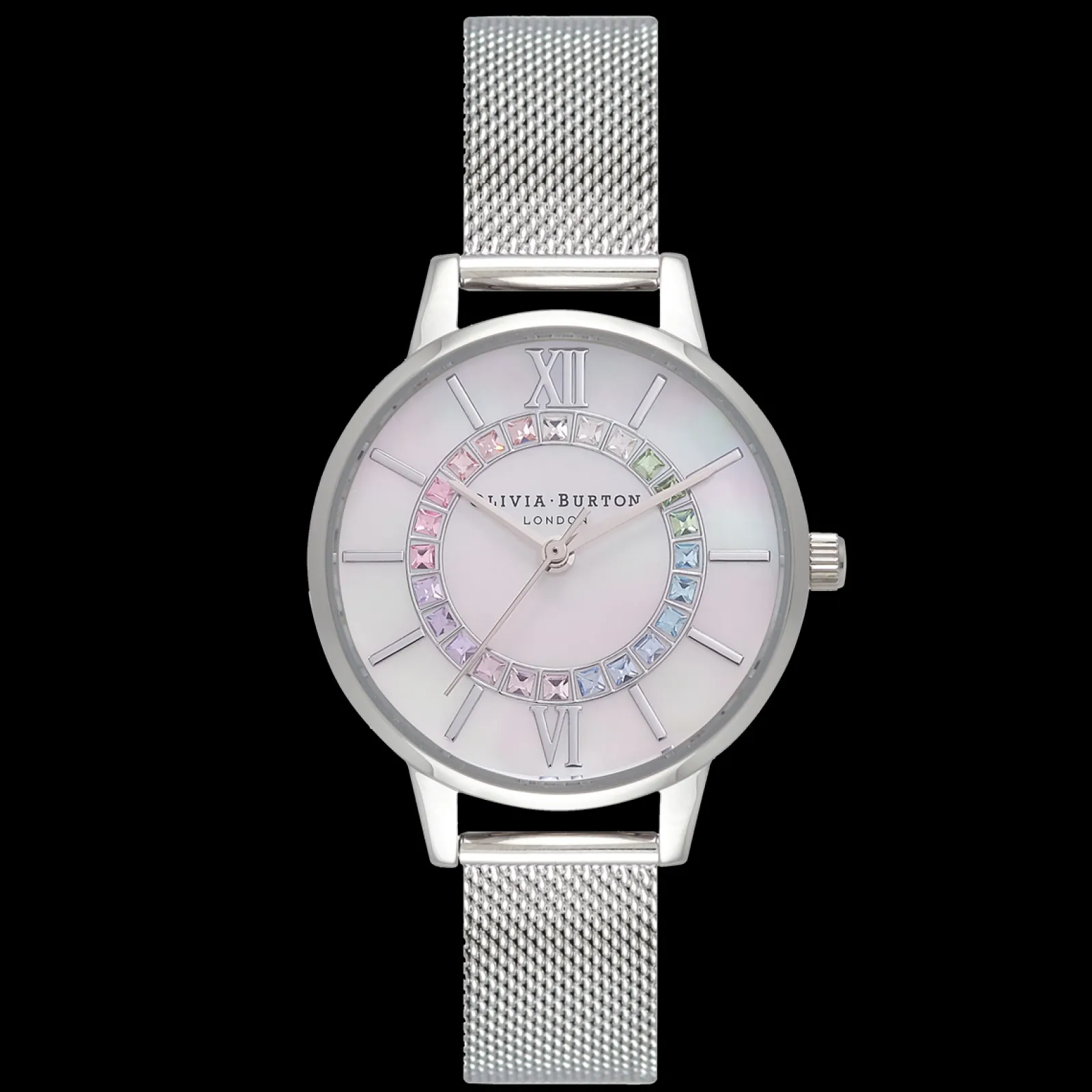 Relogio Wonderland Branco Aco Milanesa-Olivia Burton Shop