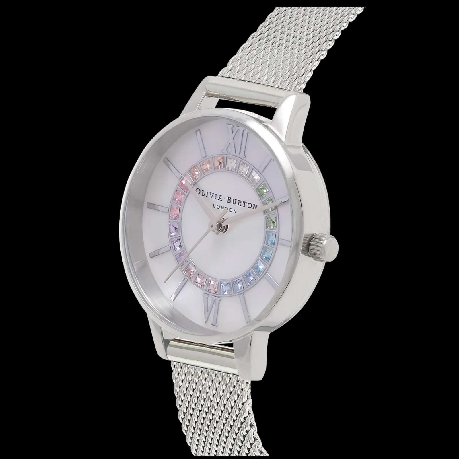 Relogio Wonderland Branco Aco Milanesa-Olivia Burton Shop