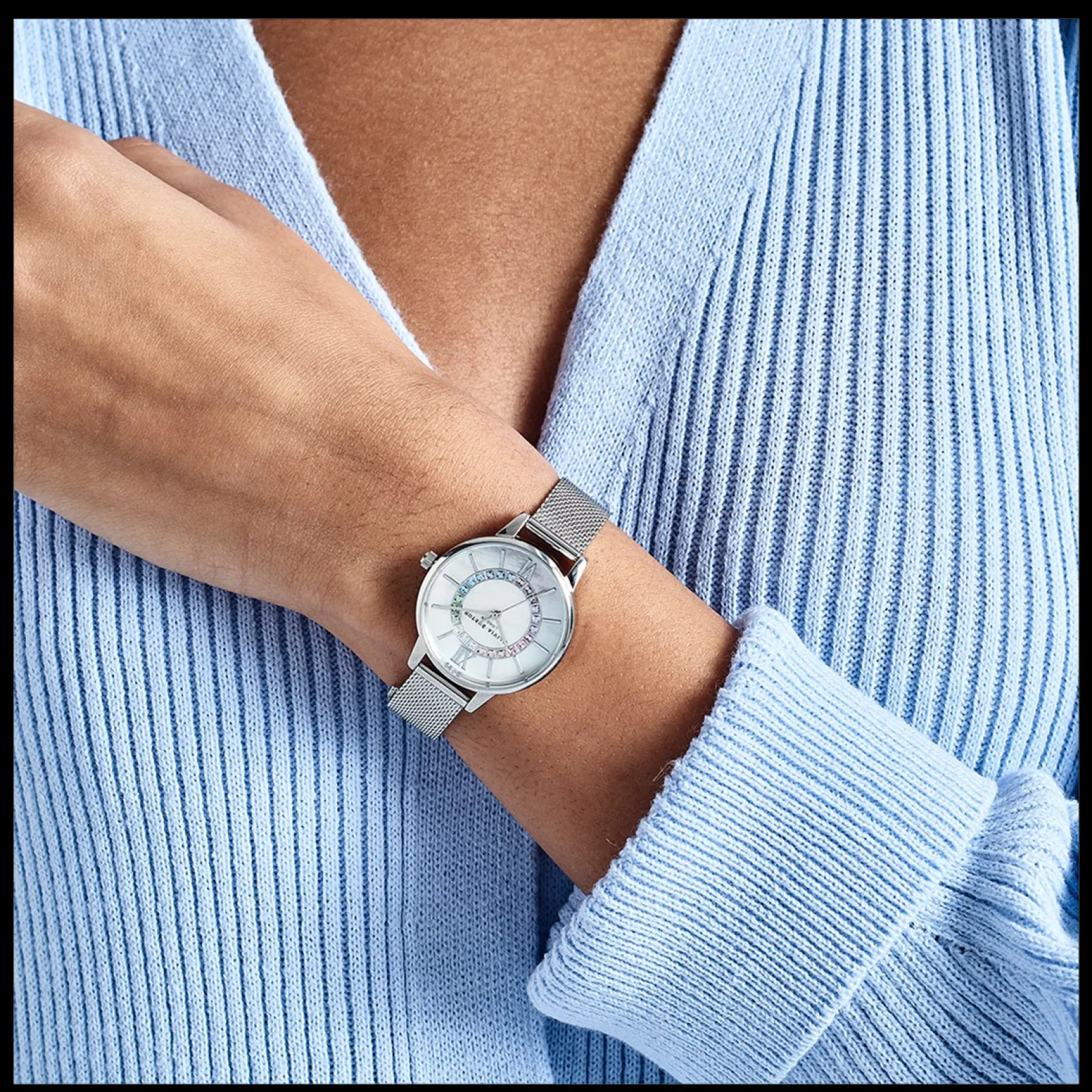 Relogio Wonderland Branco Aco Milanesa-Olivia Burton Shop