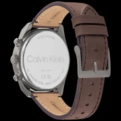 Verde E Aco Em Pele Castanha-Calvin Klein Watches Discount