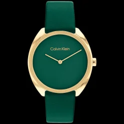 Verde E Dourado Em Pele Verde-Calvin Klein Watches Cheap